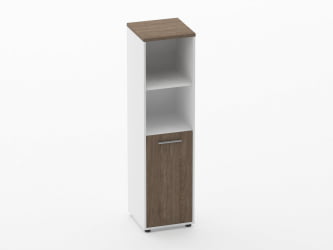 Шкаф 3 узкий 2 полки открытые, 2 полки закрытые Дека 10.16.11Пр Дуб Верцаска/Белый / Deka