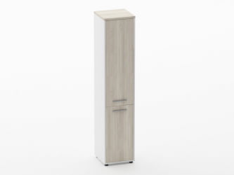 Шкаф 4 узкий закрытый Дека 10.19.15Пр Дуб Сантана светлый/Белый / Deka