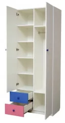 Желтый шкаф комбинированный с ящиками и фотопечатью Совята 2.2 Белый/Желтый/Синий