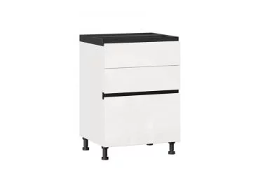 Тумба кухонная 600 с 3 ящиками ЛЮКС (4) Шервуд ЛД 281.600.000.150 Белый Белый глянец