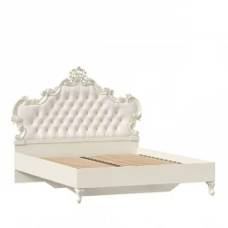 Кровать двуспальная 1600 с тумбами с мягким изголовьем Маркиза 07 Алебастр Шампань