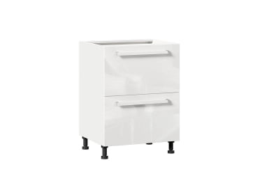 Тумба кухонная 600 с 2 ящиками (4) Герда ЛД 272.135.000 Белый/Белый глянец