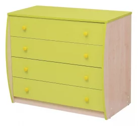 Комод с 4-мя ящиками Юниор-11.2 Дуб молочный/Синий