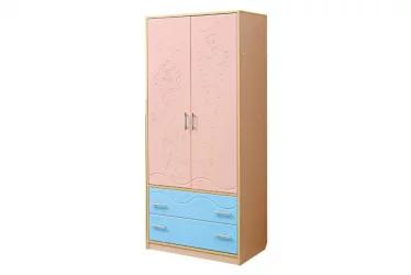 Зеленый шкаф 2-дверный Юниор-12.2 МДФ матовый Дуб молочный/Лайм/Оранжевый