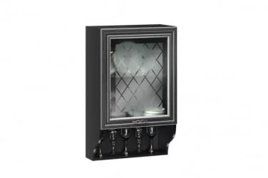 Шкаф кухонный 600 с открытой полкой со стеклом Италия ЛД 275.557.000 Черный Дуб темный