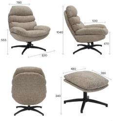 Кресло-реклайнер Еверпроф Черрй Ткань Бежевый / Everprof Cherry