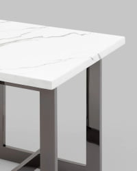 Журнальный столик Нэйтан 61*61 белый мрамор сталь Темный хром