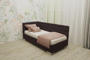 ДЕТСКАЯ МЯГКАЯ ИНТЕРЬЕРНАЯ КРОВАТЬ ВЕРСАЛЬ БЕЗ ОСНОВАНИЯ (BERHOUSE) Материал фасада: Металл/Велюр; Спальное место: 1200х1900; Цвет: Капучино