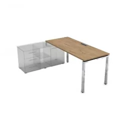 Стол рабочий, прямолинейный три опоры, левый ГЛОСС ЛИНЕ НСТЛ-П.985 Теаквоод / GLOSS LINE Teakwood