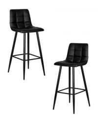 Стул барный ДОБРИН НИCОЛЕ (черные матовые ножки, черная экокожа (П-01)) 2 шт / DOBRIN NICOLE (P-01))