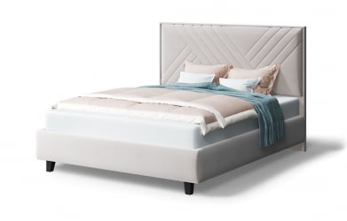 Кровать МИРА 2000*1600мм (на опорах), велюр НЕО 02 (бежевый), (б/основания, б/матраса) / NEO