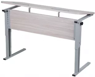 Парта двухместная (рост 3-7) эргономичная с углом наклона и пеналами Белая ЛДСП/Серая кромка/Металл Серый