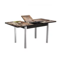 Стол раздвижной 1,55 Победа, СТЕКЛО, опоры полуовал ХРОМ, Венге/128947691