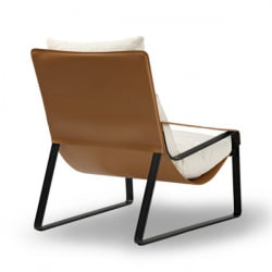 Кожаное кресло ERK-LC03-GY, коричневое, белое