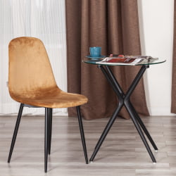 Металлический стул БРЕЕЗЕ (мод. ДЖСC-58) Велюр/металл , 44 х 53 х 86 см, бровн (коричневый) ХЛР12 / черный / BREEZE (mod. JSC-58) brown HLR12