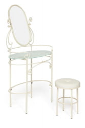 Туалетный стол ALBERT (столик/зеркало + пуф) Античный белый (Antique White)