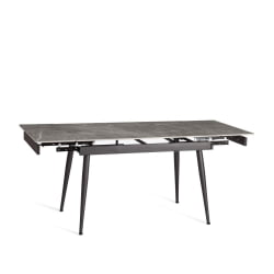 Раздвижной стол Lord Grey/Лорд Грей столешница керамика (глянцевая) / опоры металл, серый/черный, (120+30+30)x80x75 см