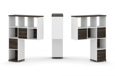 Надставка на стол высокая двухсторонняя + задняя стенка (5 шт.) CОНCЕПТ CН.ДНВ-003 Дуб Мали Белый бриллиант Белый металл / CONCEPT CN.DNV-003