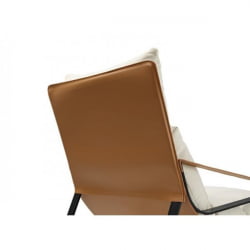 Кожаное кресло ERK-LC03-GY, коричневое, белое