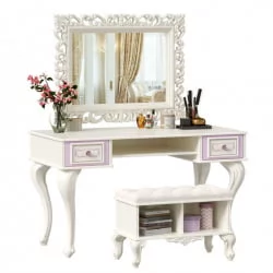 Стол письменный с зеркалом и банкеткой Маркиза 06 Алебастр Шампань