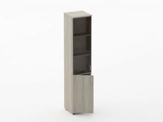 Шкаф высокий со стеклом Твин 16.16.13Л Дуб Сантана светлый / Twin