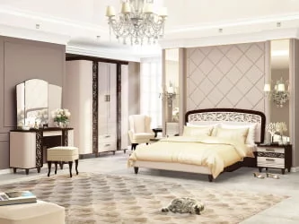 Кровать 160*200 Катрин 92.01 Дуб венге Белый песок Санчо крем