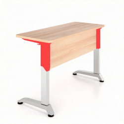 Парта двухместная Де Гласси Н (рост 3-5)  ЛДСП Дуб Сантана/ Металл Серый+Красный