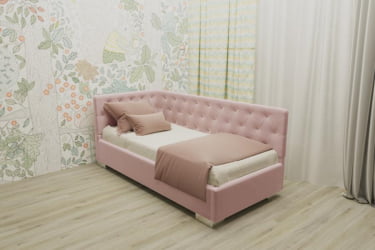 Детская кровать 120 190 ВЕРСАЛЬ БЕЗ ОСНОВАНИЯ (BERHOUSE) Материал фасада: Металл/Велюр; Спальное место: 1200х1900; Цвет: Бледно розовый