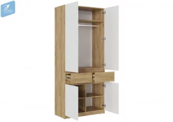 Дизайнерский шкаф ШК-001 БОСТОН дуб крафт золотой/Белый глянец