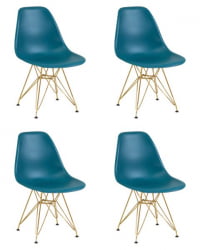 Стул обеденный ДОБРИН ДСР (ножки золотые, цвет морской волны (Г-05)) 4 шт / DOBRIN DSR (G-05))