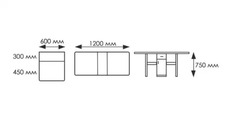 Раскладной стол с 1 ящ. в разборе 1 кат. 4040 мат ЛДСП белый