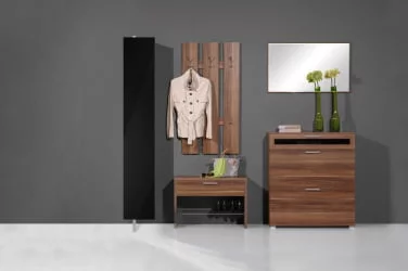 Распашной шкаф в гостиную в черном глянцевом стекле Лупо Шелф (левый) Беленый дуб