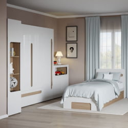 Комплект мебели для детской Палермо Юниор №5 Белый глянец Ясень шимо светлый