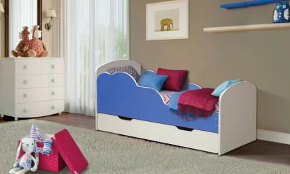 Кровать детская ОБЛАКА №2 700*1400 Белый/Ярко-розовый