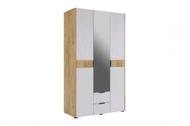 Шкаф трехдверный (зеркало) Адам MSA-05 дуб крафт золотой/белое дерево