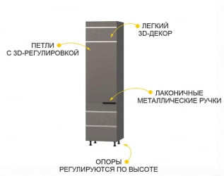 Пенал под встраиваемый холодильник Грейс 105.77 левый Оникс Кубанит