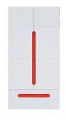 Детский шкаф для одежды Палермо Юниор 07 Белый глянец Ясень шимо светлый Красный