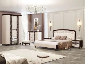 Кровать 140*200 Катрин 92.02 Дуб венге Белый песок Санчо крем