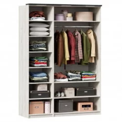 Шкаф трехстворчатый с комбинированными дверями Техно 09 Дуб Крафт белый Серый шифер