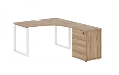 Стол эргономичный с тумбой правый ЕДИС ЕКCЕТ 1318 Р Дуб Денвер светлый Белый / EDIS EQCET R