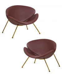 Кресло дизайнерское ДОБРИН ЕМИЛЙ (коричневый винил ЙП5, золотое основание) 2 шт / DOBRIN EMILY YP5,