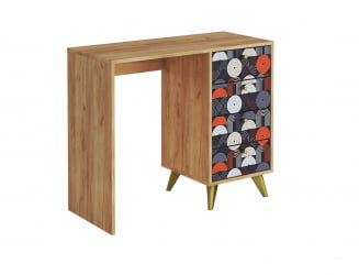 Стол письменный с тумбой СП-006 дуб крафт золотой/VINIL