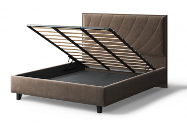 Кровать СОФИЯ 2000*1800мм (на опорах), велюр Бренди лайт 29 (коричневый), (б/основания, б/матраса)