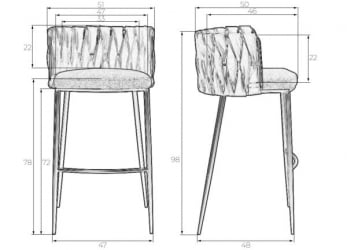 Стул барный ДОБРИН ЕММА ГОЛД (зеленый велюр (ВФ-08)) 4 шт / DOBRIN EMMA GOLD (VF-08))