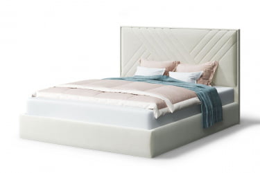 Кровать МИРА 2000*1400мм (без опор), велюр Бренди лайт 02 (серо-белый), (б/основания, б/матраса)