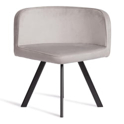 Комплект (стол, 4 стула) QUADRON (mod. PT14) Стол: МДФ/металл, стул: металл/велюр, 100х100х73 см, 69х56х71 см, Light-grey(св-серый) HLR-14/черный