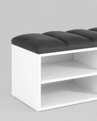 Обувница Хольст 2 белая велюр Темно-серый