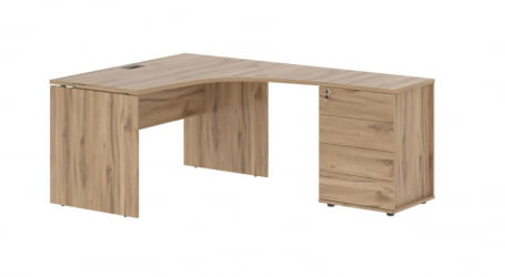 Стол эргономичный с тумбой правый ЕДИС ЕДCЕТ 1518 Р Дуб Денвер светлый Мокко / EDIS EDCET R