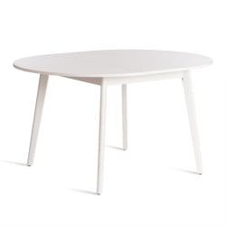 Раздвижной овальный стол СВЕЛТО ЛДСП, опора-массив березы, 105 х 105 (140) х 74.5 см, Белый /белый / SVELTO