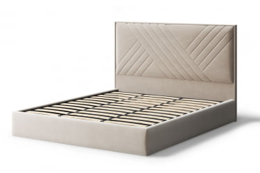 Кровать МИРА 2000*1400мм (без опор), велюр Бренди лайт 03 (бежевый), (б/основания, б/матраса)